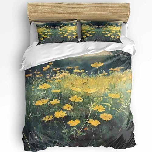 3-Piece Twin Bedding Set with Zipper Closure and Floral Print