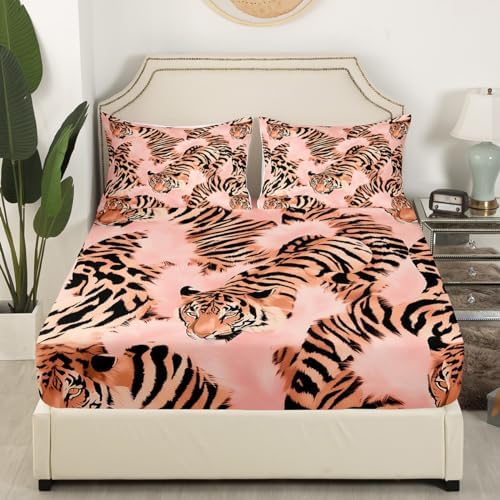 Feelyou Tiger Fitted Sheet Set Twin Size