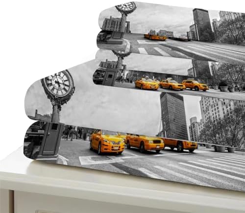 California King Yellow Bus Duvet Set with Zipper and Pillowcases