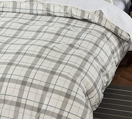 DAUAOTO Bedding Duvet Cover Set with Pillowcases Gray Plaid Checkered