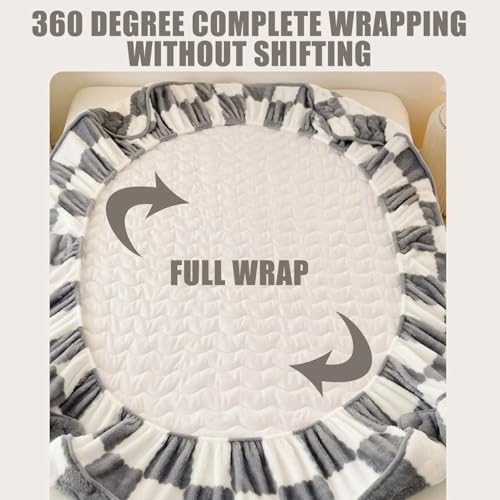 Velvet Mattress Protector Thick Warm Plush Cover 180x200cm King Size