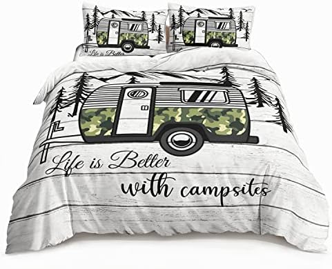HOSIMA Happy Camper Duvet Cover Set Queen Size 1