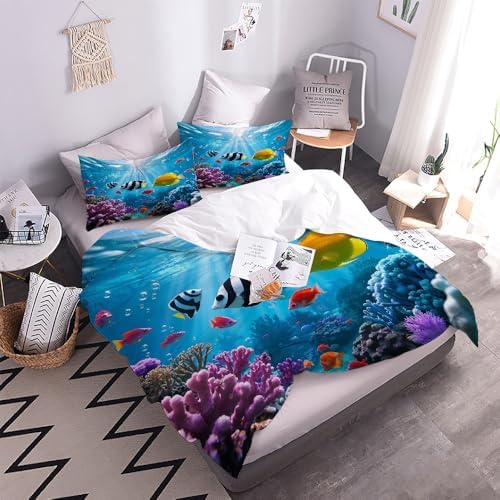 Kids Duvet Cover Set - California King Fish Coral Design