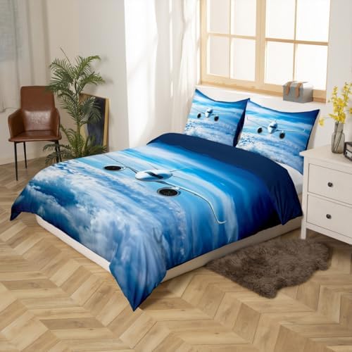 Erosebridal Aircraft Comforter Cover Set for Kids and Teens