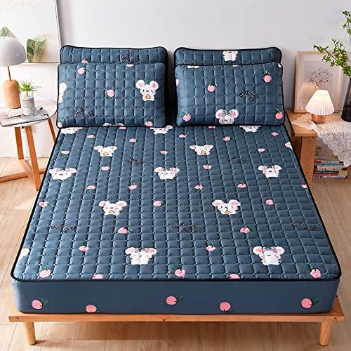 FCLDESHOP Fitted Mattress Pad Cover with Quilted Design