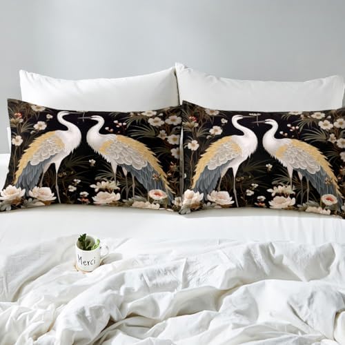 Feelyou Japanese Crane Duvet Cover Set 3Pcs King Size 1