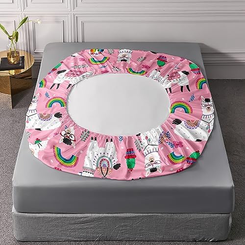 HOSIMA Kids Girls Pink Fitted Sheet with 2 Pillowcases
