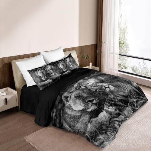 Holiyjog Lions Design Duvet Cover Set King Size 1