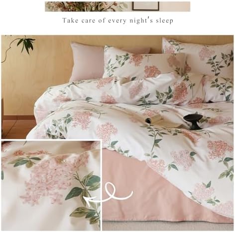 MKXI 100 Cotton Duvet Cover Full Pink Lilac Floral