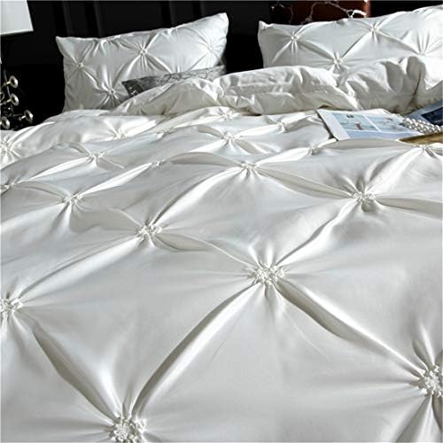 Erosebridal White Pinch Pleated Duvet Cover Set Twin Size 1
