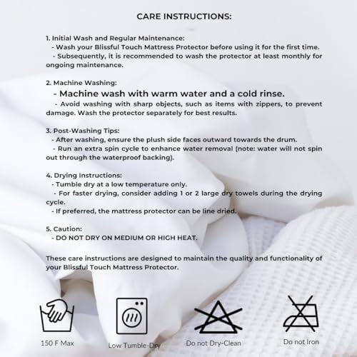 Blissful Touch Waterproof Mattress Protector Queen Size