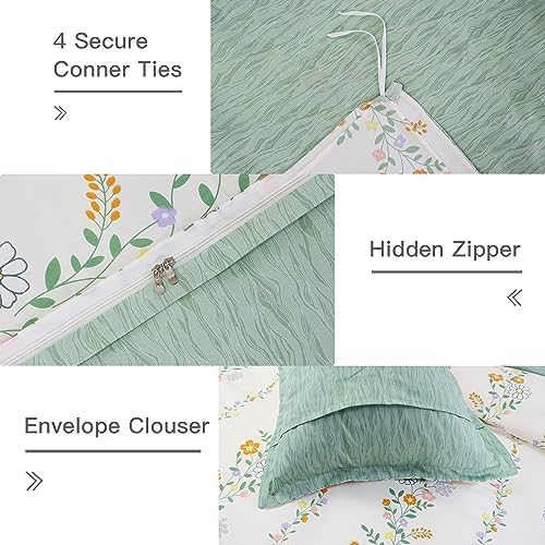 Usfivefam Floral Duvet Cover Set Queen