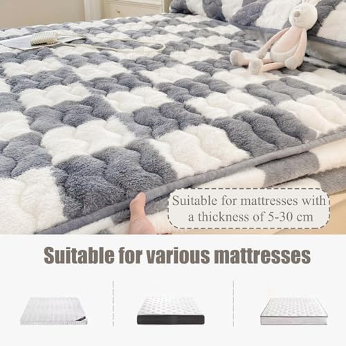 Velvet Mattress Protector Thick Warm Plush Cover 180x200cm King Size