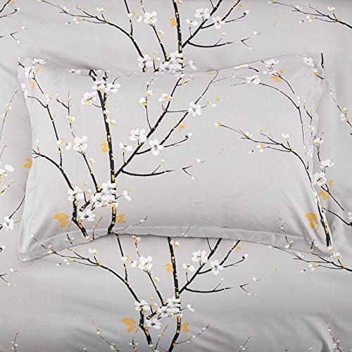 WONGS BEDDING Grey Floral Duvet Cover Set King