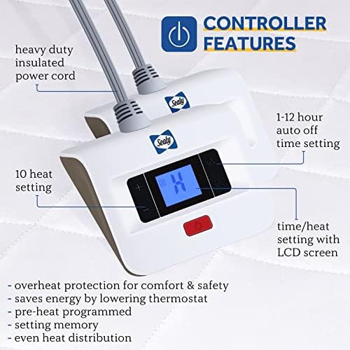 Sealy Heated Mattress Pad with Dual Controller and 10 Heat Settings