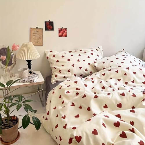 Nayoroom Heart Duvet Cover Set Queen Size 3Pcs