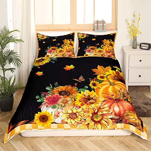 Pumpkin Sunflower Butterfly Duvet Cover Set