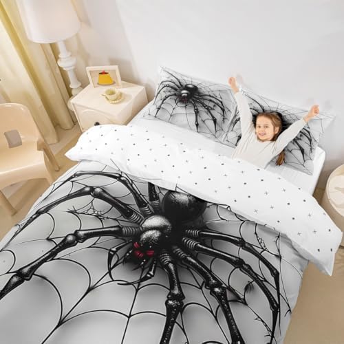 Manfei Black Spider Duvet Cover Set Twin
