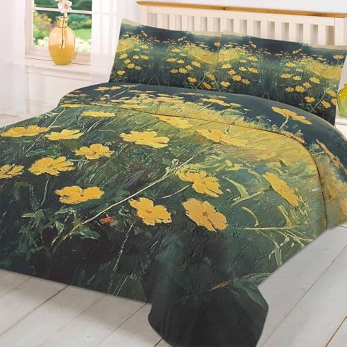 3-Piece Twin Bedding Set with Zipper Closure and Floral Print