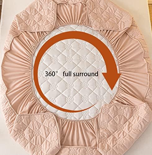 FCLDESHOP Dark Pink Mattress Pad Cover 150x200cm 3pcs