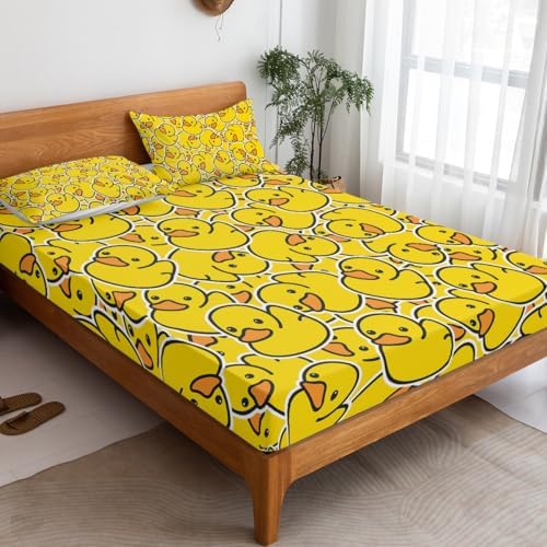 ARIGHTEX Yellow Rubber Duck Fitted Sheet Set 3pcs Full