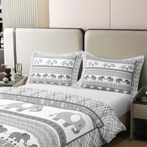 Feelyou Cute Elephant Cotton Duvet Cover Set Twin Size 1