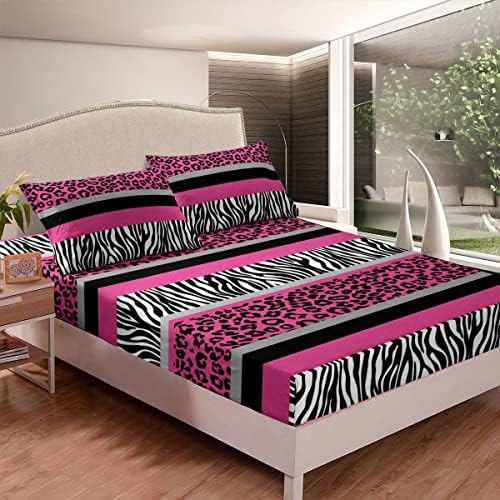 Feelyou Zebra Leopard Print Kids Bed Sheet Set 4Pcs