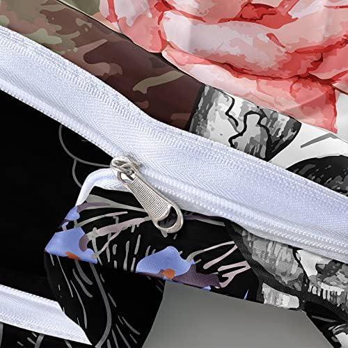 Classic Skull and Roses Duvet Cover Set King Size 1