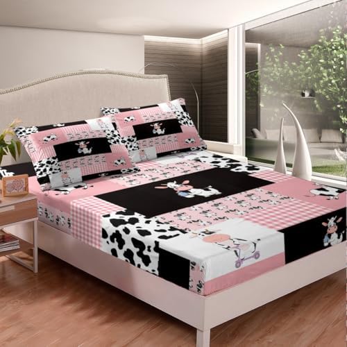 Feelyou Cute Milk Cow Sheet Set Twin Size