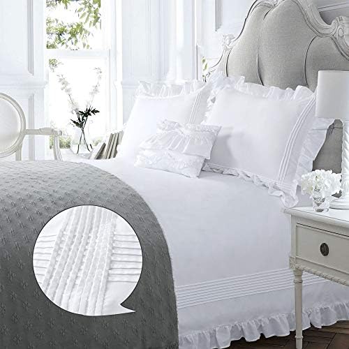 YINFUNG Ruffled Duvet Cover Set White Shabby Chic King 3 Piece