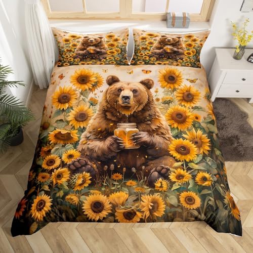 Feelyou King Size Sunflower Duvet Cover Set