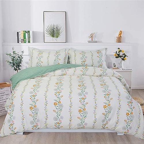 Usfivefam Floral Duvet Cover Set Queen