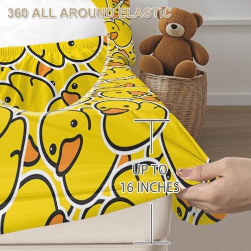 ARIGHTEX Yellow Rubber Duck Fitted Sheet Set 3pcs Full