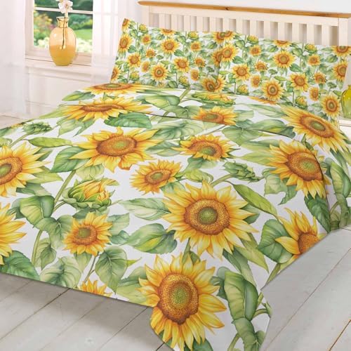 3 Piece Twin Bedding Set with Sunflower Duvet Cover and Pillowcases