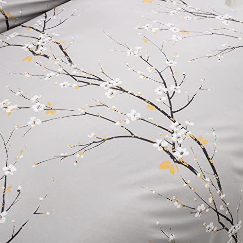 WONGS BEDDING Grey Floral Duvet Cover Set King