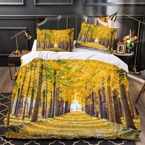 Autumn Landscape California King Duvet Cover Set with Zipper