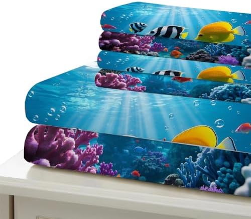 Kids Duvet Cover Set - California King Fish Coral Design