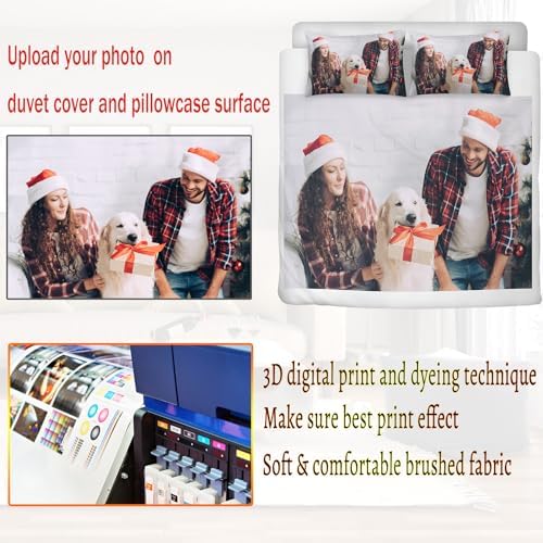 Custom Duvet Cover Set with Picture Text Logo for Kids Birthday Gifts