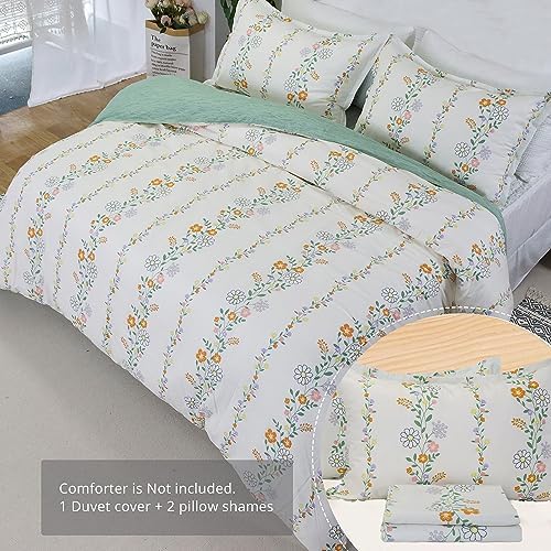Usfivefam Floral Duvet Cover Set Queen