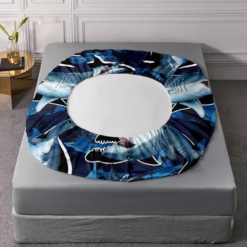 HOSIMA Blue Shark Fitted Sheet Set Queen Size
