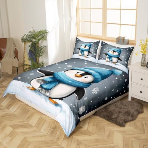 Manfei Cartoon Penguin Duvet Cover Set Twin