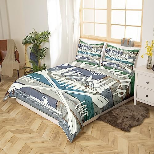 Feelyou Rustic Lake Duvet Cover Set Queen Size