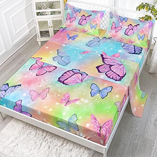 Rainbow Butterfly Sheet Set 4Pcs for Kids