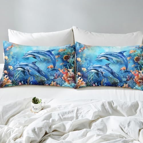 Feelyou Dolphin Bedding Set King Size Duvet Cover