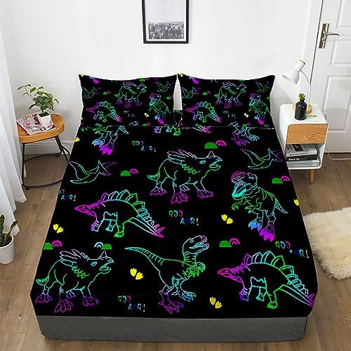 Gusuhome 3D Dinosaur Bed Sheets Twin Set for Boys
