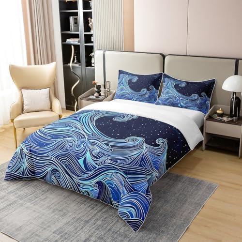 Japanese Wave Duvet Cover Set - 100 Cotton Queen Size