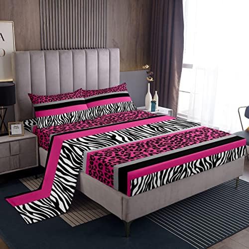 Feelyou Zebra Leopard Print Kids Bed Sheet Set 4Pcs