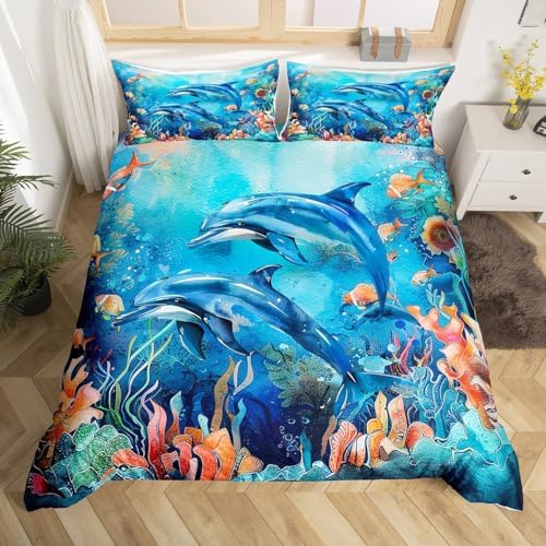 Feelyou Dolphin Bedding Set King Size Duvet Cover