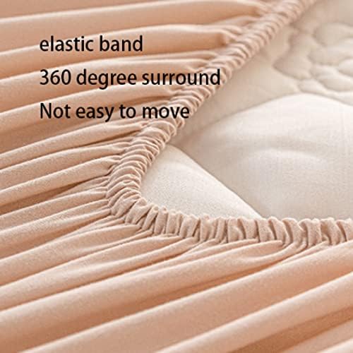 FCLDESHOP Dark Pink Mattress Pad Cover 150x200cm 3pcs