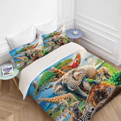 Exroozy Funny Animals Duvet Cover Set 3 Pieces